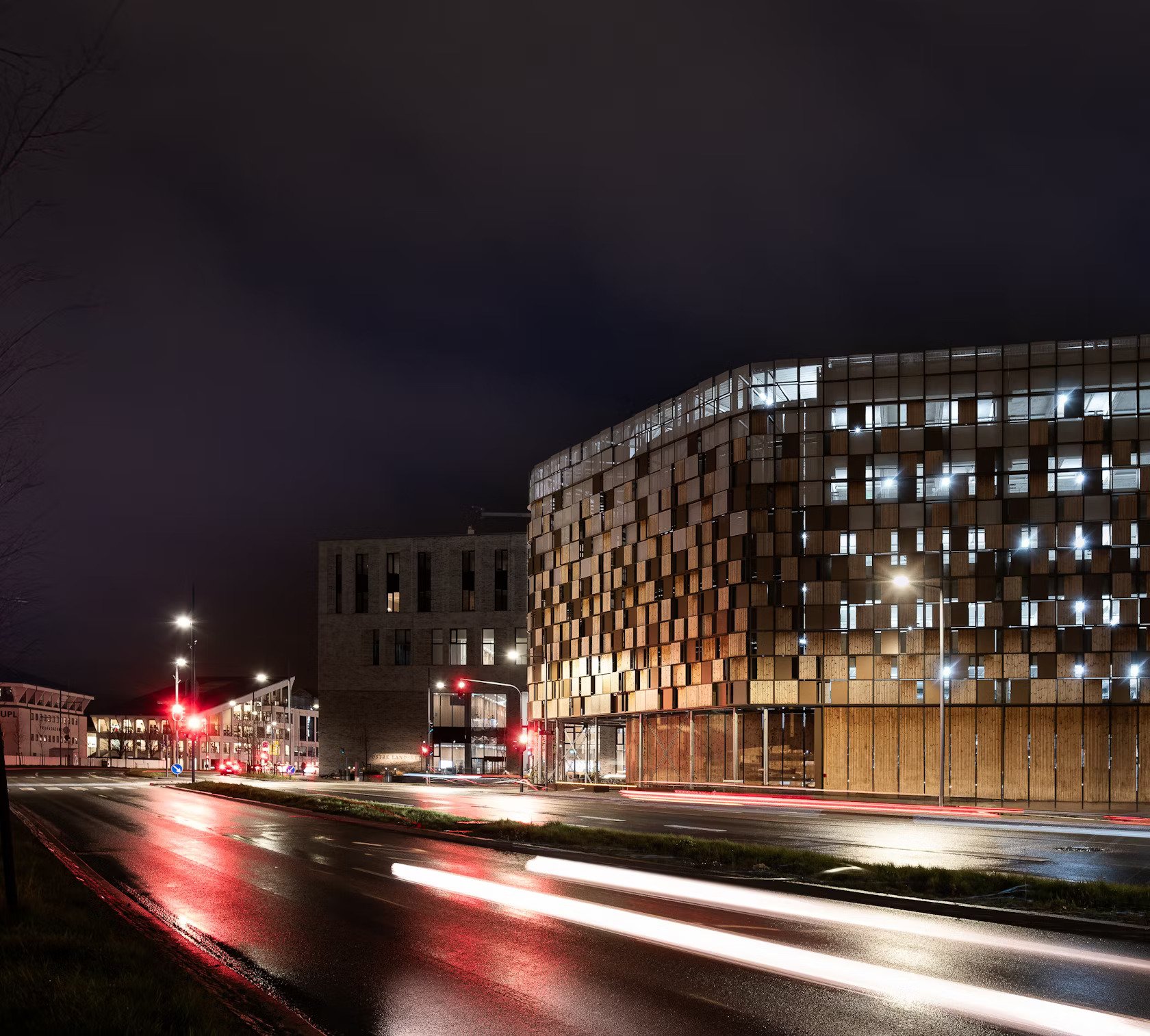 the timber house in night