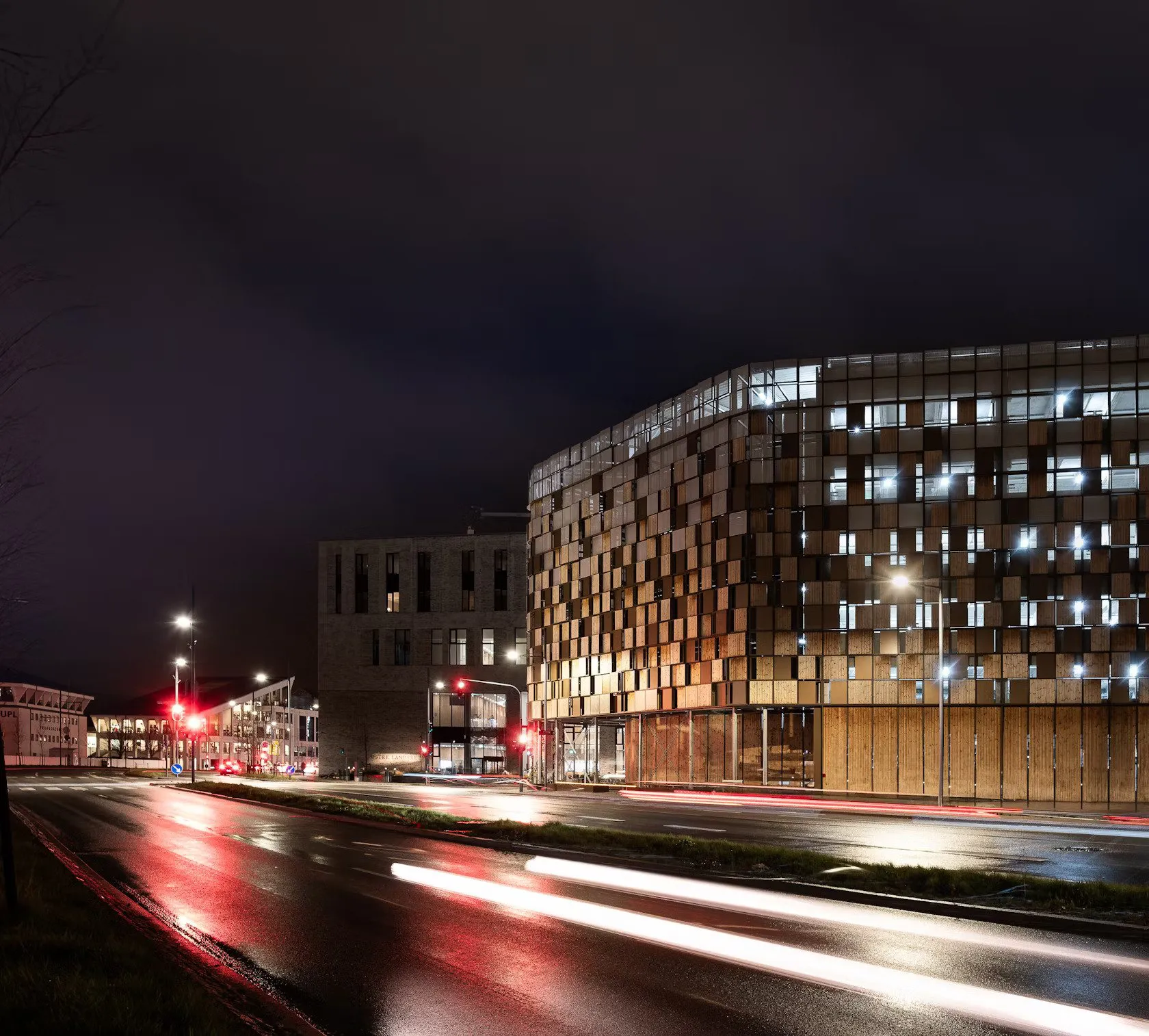 the timber house in night